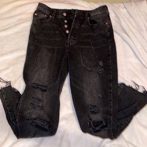 Divided high rise ripped boyfriend Jean